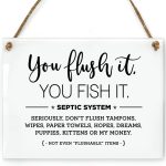 Reilly Originals 6x8 Inch You Flush It Fish It! Septic System Designer Bathroom Sign ~ Ready to Hang ~ Premium Finish, Durable - Pisces Home Decor for men