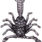 Alilang Antique Silvery Tone Grey Rhinestones Scorpio Scorpion Pendant Necklace - Scorpio Accessories for men