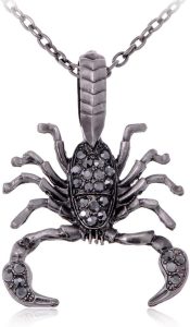 Alilang Antique Silvery Tone Grey Rhinestones Scorpio Scorpion Pendant Necklace - Scorpio Accessories for men