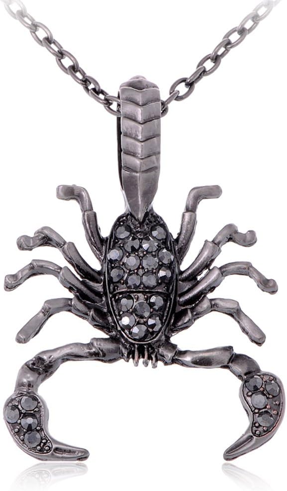 Alilang Antique Silvery Tone Grey Rhinestones Scorpio Scorpion Pendant Necklace - Scorpio Accessories for men