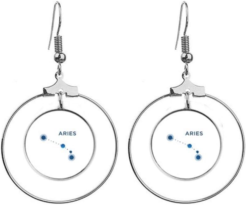 Aries Constellation Sign Zodiac Earrings Dangle Hoop Jewelry Drop Circle - Aries Earrings for men