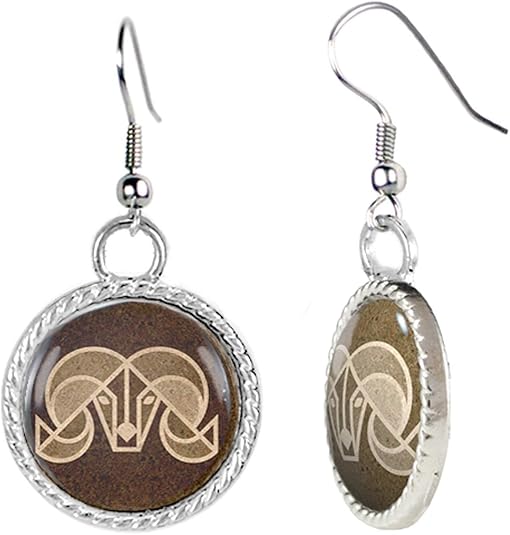 Minimalist Aries Ram Zodiac on Textured Background Earrings - Aries Earrings for men