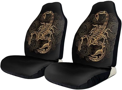 Foruidea Vintage Horoscope Scorpion Tattoo Pattern Car Seat Covers Set of 2 Vehicle Seat Protector Car Covers for Auto Cars Sedan SUV Automotive Interior - Aquarius Car Seat Cover for men