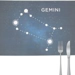 Gemini Constellation Zodiac Sign Placemat Pad Kitchen Woven Heat Resistant Cushion Rectangle - Gemini Canvas for men