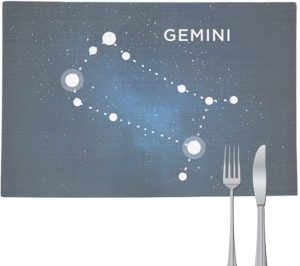 Gemini Constellation Zodiac Sign Placemat Pad Kitchen Woven Heat Resistant Cushion Rectangle - Gemini Canvas for men