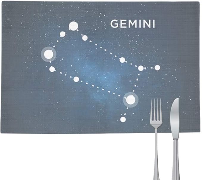 Gemini Constellation Zodiac Sign Placemat Pad Kitchen Woven Heat Resistant Cushion Rectangle - Gemini Canvas for men