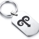Stainless Steel Astrology Signs Dog Tag Keychain Circle Ring - Aries Ring for men