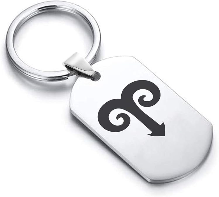 Stainless Steel Astrology Signs Dog Tag Keychain Circle Ring - Aries Ring for men