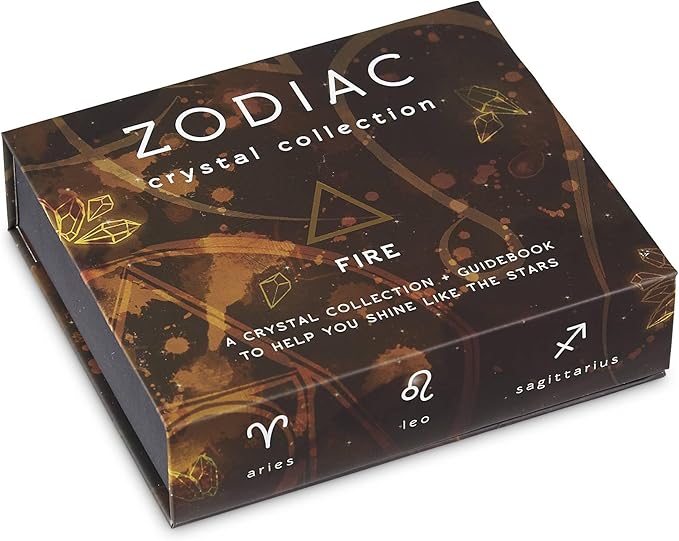 Fire Element Crystal Collection Boxed Set, Zodiac Sign for Aries, Leo, Sagittarius, Genuine Gemstones, Fire Guidebook - Aries for men