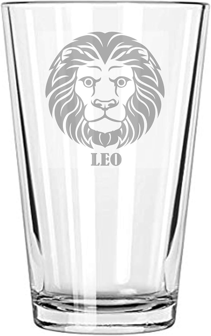 Zodiac Sign birth Wine Glass Leo (16 OZ PINT BEER GLASS) - Aquarius Mug for men