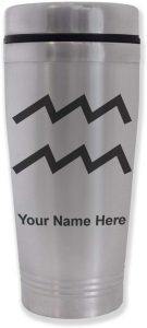 LaserGram 16oz Commuter Mug, Zodiac Sign Aquarius, Personalized Engraving Included - Aquarius Mug for men