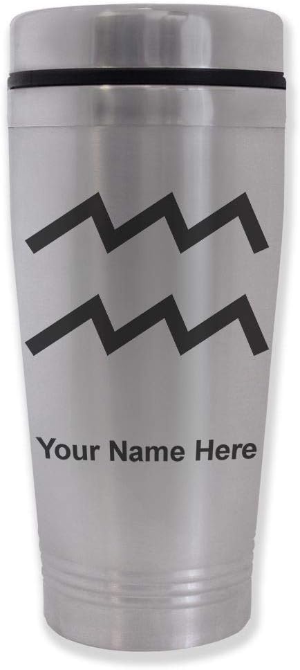 LaserGram 16oz Commuter Mug, Zodiac Sign Aquarius, Personalized Engraving Included - Aquarius Mug for men