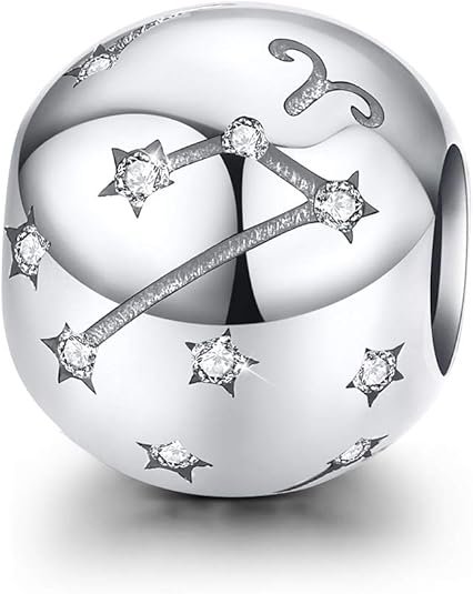 Zodiac Star Sign 925 Sterling Silver Bead Charm Fits Bracelets Necklace 12 Constellations Charm Compatible with Pandora Bracelet, Women Jewelry for Birthday Anniversary Jewelry - Aries Bracelet for men