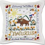 Catstudio Taurus Astrology Hand-Embroidered Pillow Decorative Throw Pillow - Taurus Pillow for men