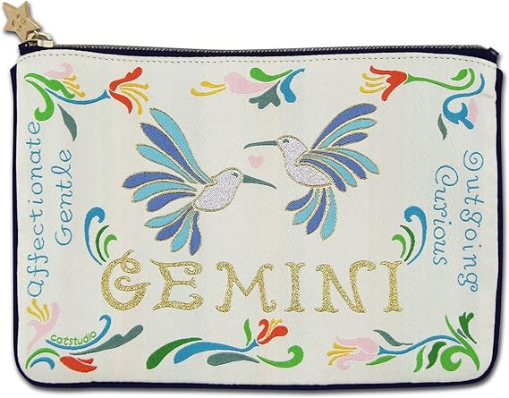 Catstudio Astrology Zipper Pouch, 5x7 Travel Toiletry Bag, Makeup Bag, Dog Treat Pouch, or Travel Purse - Gemini Canvas for men