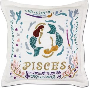 Catstudio Astrology Hand Embroidered Pillow, Pisces Zodiac Sign Decorative Throw Pillows, Embroidered Couch Pillows, Perfect Pisces Gifts, February Birthday Gifts, March Birthday - Pisces Pillow for men