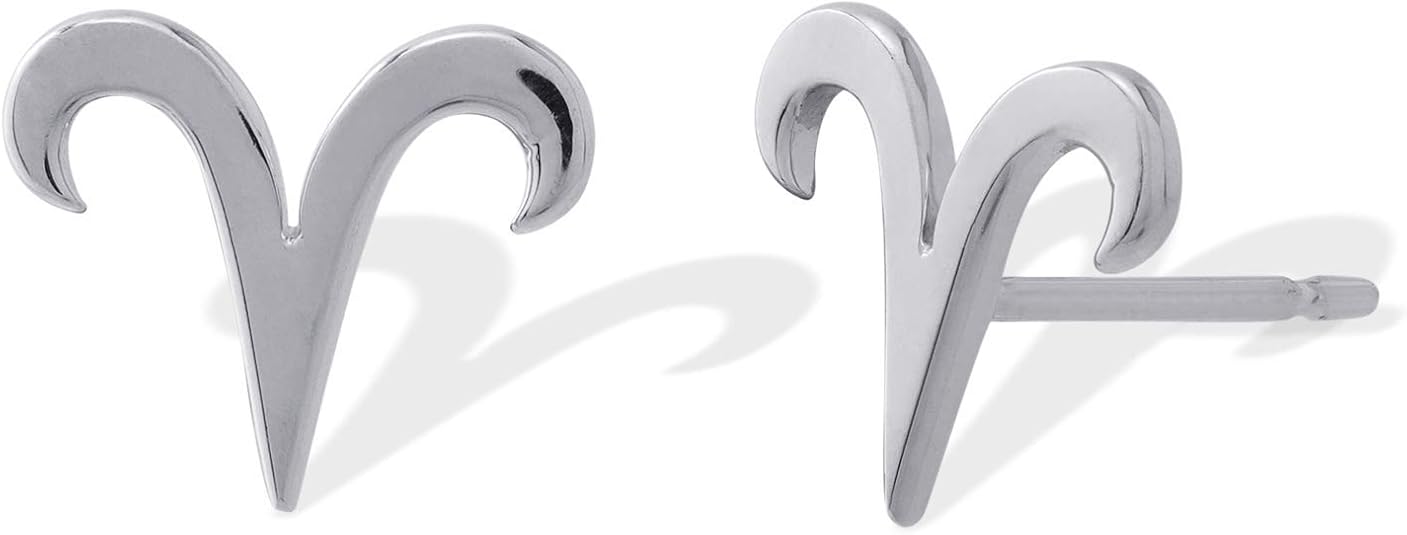 Jewelry Sterling Silver Zodiac Sign Stud Earrings - Aries Ring for men
