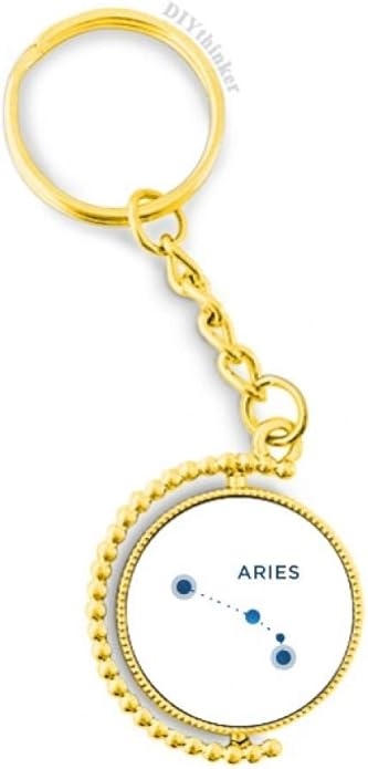 Aries Constellation Sign Zodiac Metal Connector Key Chain Ring Accessory Golden Keyholder - Aries Keychain for men