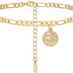 Anklets for Women Dainty Zodiac Constellation Anklet Zodiac Sign Disc Ankle Bracelet 14k Gold-Plated Anklets for Women - Pisces for men