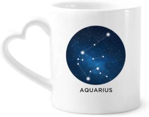 Aquarius Constellation Zodiac Sign Mug Coffee Ceramic Drinkware Glass Heart Cup - Aquarius Mug for men