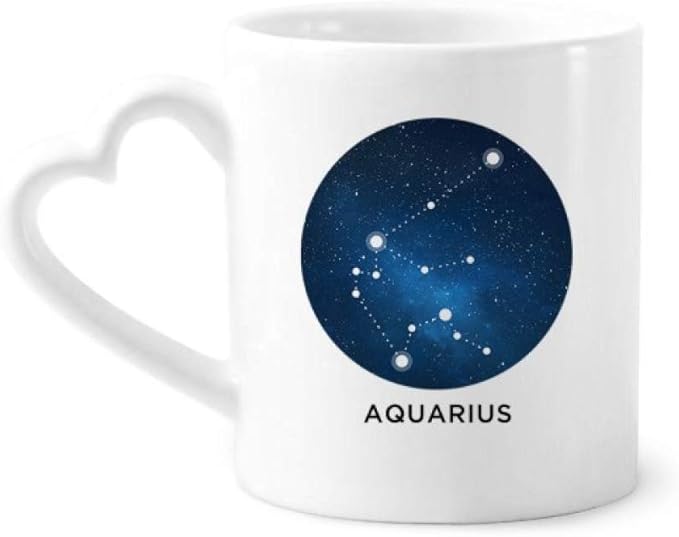 Aquarius Constellation Zodiac Sign Mug Coffee Ceramic Drinkware Glass Heart Cup - Aquarius Mug for men