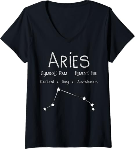 Womens Vintage Distressed Aries Symbol Zodiac Sign Birthday Gift V-Neck T-Shirt - Aries T-Shirt for men