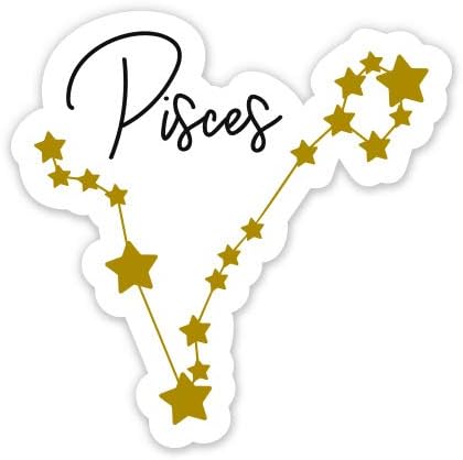 Squiddy Pisces Sign Stars Constellation Zodiac Celestial - Vinyl Sticker for Car, Laptop, Notebook (5" Tall) - Pisces Car Accessories for men