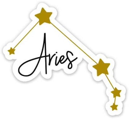 Squiddy Aries Sign Stars Constellation Zodiac Celestial - Vinyl Sticker Decal for Phone, Laptop, Water Bottle (3" Tall) - Aries for men