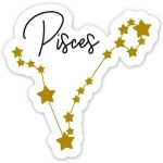 Squiddy Pisces Sign Stars Constellation Zodiac Celestial - Vinyl Sticker Decal for Phone, Laptop, Water Bottle (3" Tall) - Pisces Home Decor for men