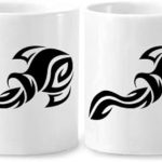 Constellation Aquarius Zodiac Sign Couple Porcelain Mug Set Ceramic Lover Cup Heart Handle - Aquarius Mug for men