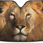 Animal Lion Black Car Windshield Sun Shade Foldable UV Ray Sun Visor Protector Sunshade to Keep Your Vehicle Cool (55" x 27.6") - Aries Car Ornament for men