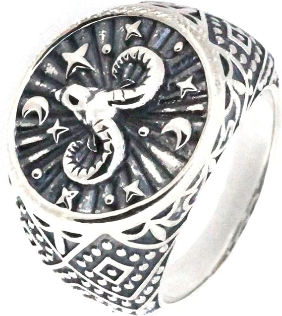 Vintage Style Sterling Silver Aries Zodiac Signet Ring - Aries Ring for men
