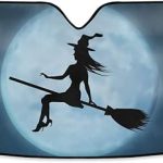 Halloween Witch Moon Star Car Windshield Sun Shade Block UV Rays Sun Visor Protector Accordion Folding Sunshade Keep Vehicle Cool & Damage Free, Easy to Use, Fits Windshields of Various Sizes - Aries Car Ornament for men