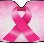 Shiny Breast Cancer Ribbon Car Windshield Sun Shade Block UV Rays Sun Visor Protector Accordion Folding Sunshade Keep Vehicle Cool&Damage Free,Easy to Use,Fits Windshields of Various Sizes - Cancer Car Accessories for men