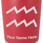 LaserGram 20oz Vacuum Insulated Tumbler Mug, Zodiac Sign Aquarius, Personalized Engraving Included (Silicone Grip, Red) - Aquarius Mug for men