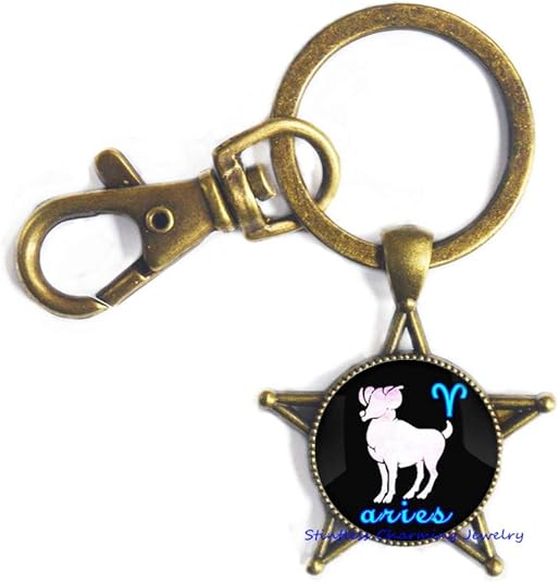 Aries Keychain, Aquarius Jewelry, Aries Key Ring, Astrological Zodiac Sign Key Ring, Astrology Charm,Birthday Gift,Bridesmaid Gift-JV37 - Aries Keychain for men