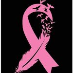 Bird Feather Breast Cancer Ribbon Vinyl Decal | Pink | Made in USA by Foxtail Decals | for Car Windows, Tablets, Laptops, Water Bottles, etc. | 2.6 x 4.5 inch - Cancer Car Accessories for men
