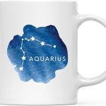 Andaz Press Astrological Zodiac Sign 11oz. Ceramic Coffee Tea Mug Gift, Aquarius Star Constellation, Watercolor Blue, 1-Pack, for Her, Him, Birthday Christmas Horoscope Gift Ideas, Includes Gift Box - Aquarius Mug for men