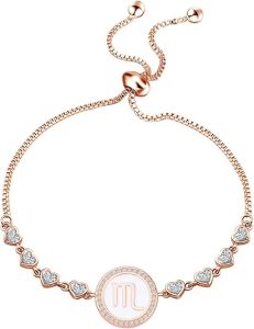 TGBJE Rose Gold Zodiac Sign Adjustable Bracelet Birthday Gift for Women Girls Zodiac Bracelet 12 Constellation Bracelet - Scorpio Products for men