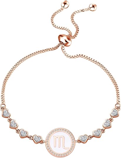 TGBJE Rose Gold Zodiac Sign Adjustable Bracelet Birthday Gift for Women Girls Zodiac Bracelet 12 Constellation Bracelet - Scorpio Products for men