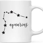 Andaz Press Astrological Zodiac Sign 11oz. Ceramic Coffee Tea Mug Gift, Aquarius Star Constellation, Minimalistic Black, 1-Pack, Birthday, Christmas, Horoscope Gift Ideas, Gift Box - Aquarius Mug for men