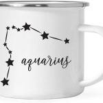 Andaz Press Astrological Zodiac Sign 11oz. Stainless Steel Campfire Coffee Tea Mug Gift, Aquarius Star Constellation, Minimalistic Black, 1-Pack, Birthday, Christmas, Horoscope Gift Ideas, Gift Box - Aquarius Mug for men