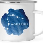 Andaz Press Astrological Zodiac Sign 11oz. Stainless Steel Campfire Coffee Tea Mug Gift, Aquarius Star Constellation, Watercolor Blue, 1-Pack, for Her, Him, Birthday Christmas Horoscope, Gift Box - Aquarius Mug for men