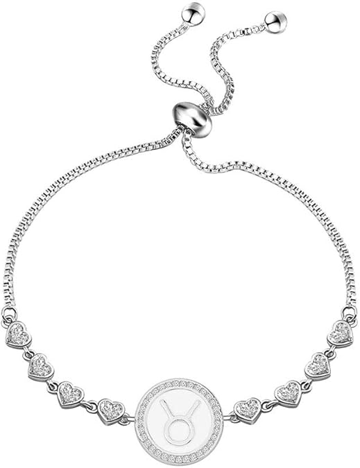 TGBJE Zodiac Sign Bracelet Twelve Constellations Gift Silver Bracelet Horoscope Gift Birthday Gifts for Women - Taurus for men