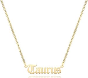 18K Gold Plated Astrology Necklace for Women Jewelry,12 Zodiac Pendant Horoscope Constellations Necklace - Taurus Products for men