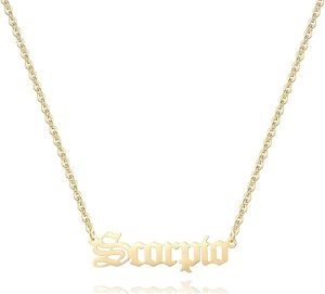 18K Gold Plated Astrology Necklace for Women Jewelry,12 Zodiac Pendant Horoscope Constellations Necklace - Scorpio Products for men