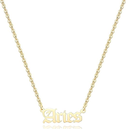 18K Gold Plated Astrology Necklace for Women Jewelry,12 Zodiac Pendant Horoscope Constellations Necklace - Aries Necklace for men