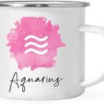 Andaz Press Astrological Zodiac Sign 11oz. Stainless Steel Campfire Coffee Tea Mug Gift, Aquarius Sign Symbol, Pink Watercolor Design, 1-Pack, Birthday, Christmas, Horoscope Gift Ideas, Gift Box - Aquarius Mug for men