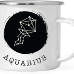 Andaz Press Astrological Zodiac Sign 11oz. Stainless Steel Campfire Coffee Tea Mug Gift, Aquarius Sign Symbol, Geometric Design, 1-Pack, Birthday, Christmas, Horoscope Gift Ideas, Gift Box - Aquarius Mug for men