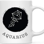 Andaz Press Astrological Zodiac Sign 11oz. Ceramic Coffee Tea Mug Gift, Aquarius Sign Symbol, Geometric Design, 1-Pack, Birthday, Christmas, Horoscope Gift Ideas, Gift Box - Aquarius Mug for men